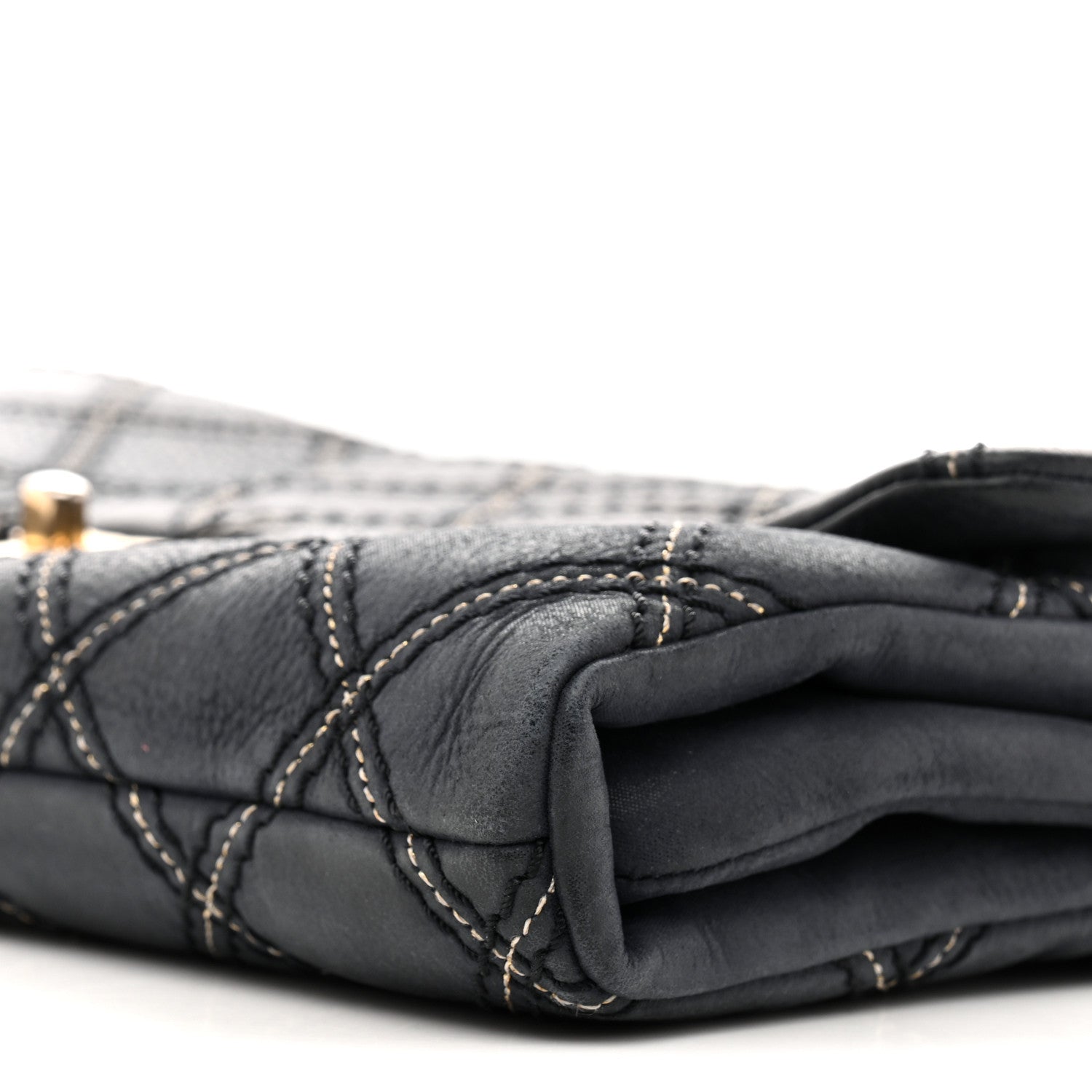 Chanel Iridescent Calfskin Triple Stitched Medium Flap Navy 11 of 16