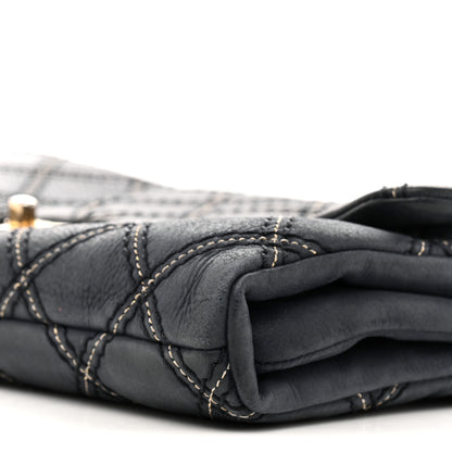 Chanel Iridescent Calfskin Triple Stitched Medium Flap Navy 11 of 16