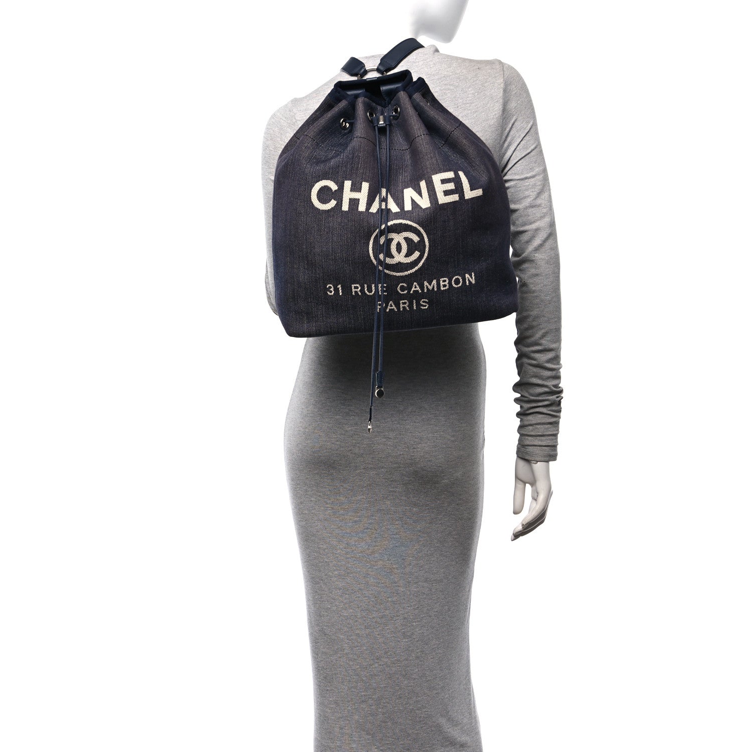 Chanel Canvas Large Deauville Backpack Denim Blue 2 of 10