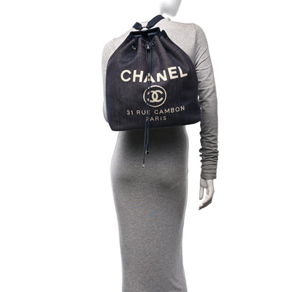 Chanel Canvas Large Deauville Backpack Denim Blue 2 of 10