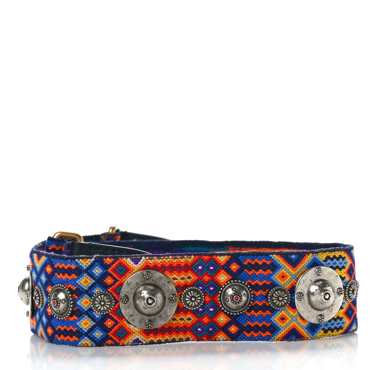 Christian Dior Canvas Embroidered Studded Mexico Shoulder Strap Multicolor 2 of 6