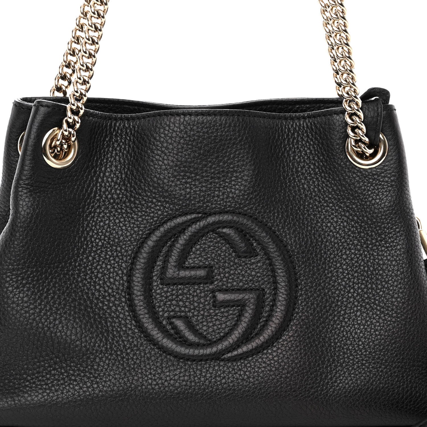 Gucci Pebbled Calfskin Small Soho Chain Shoulder Bag Black 10 of 13