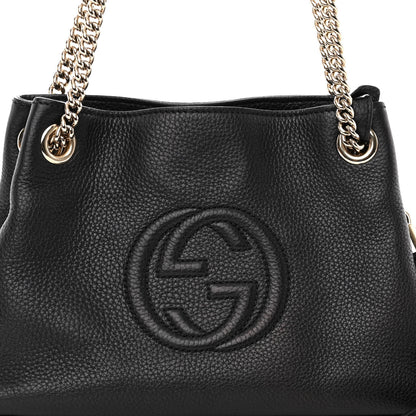 Gucci Pebbled Calfskin Small Soho Chain Shoulder Bag Black 10 of 13