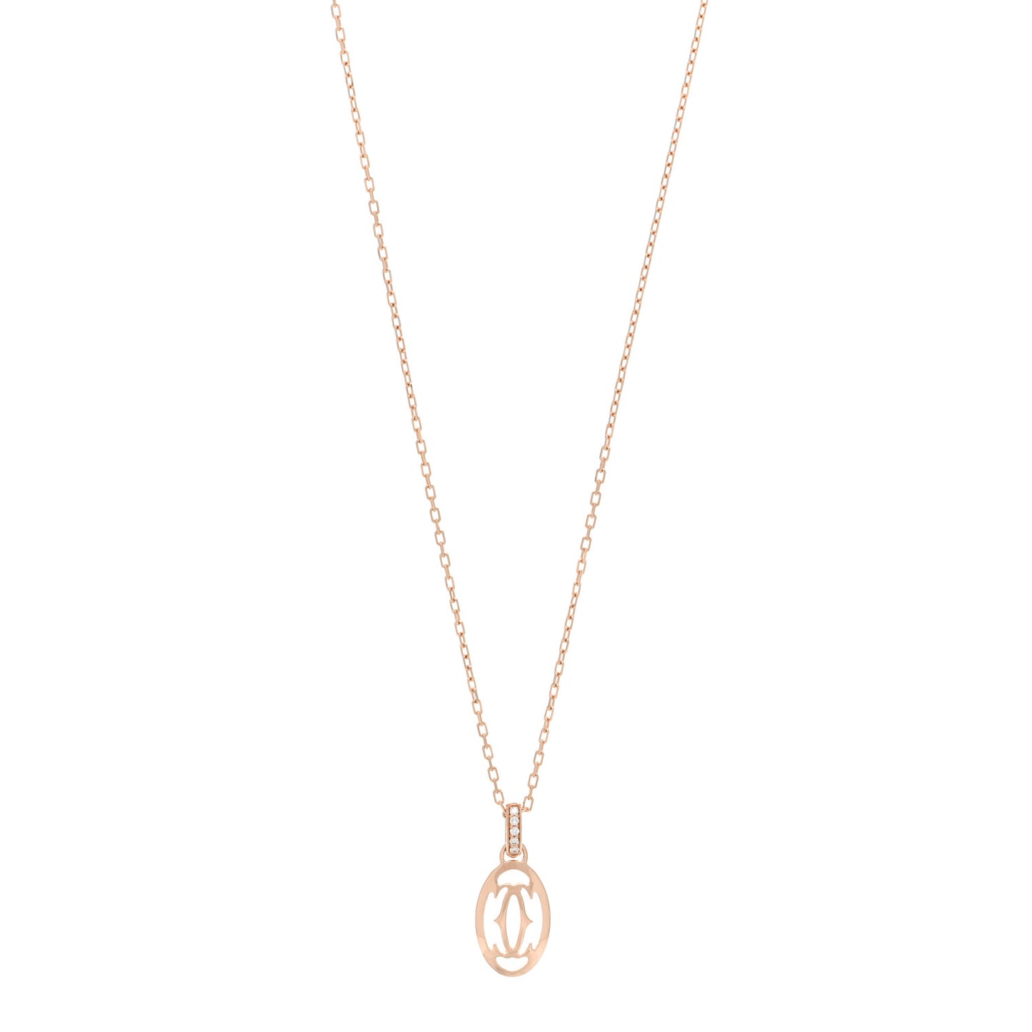 18K Pink Gold Diamond Logo Pendant Necklace