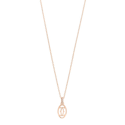 Cartier 18K Pink Gold Diamond Logo Pendant Necklace 1 of 5