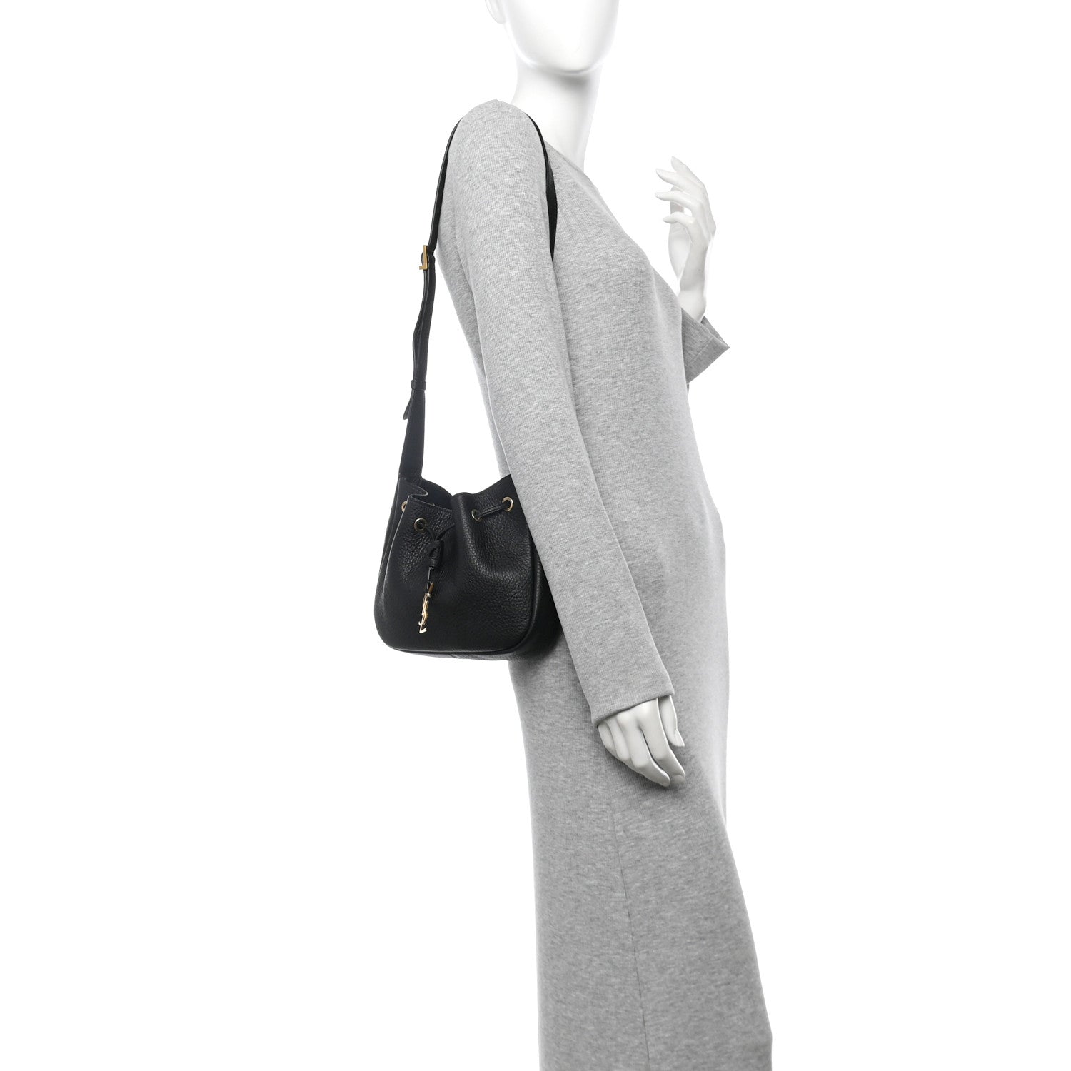 Saint Laurent Grained Calfskin Paris VII Mini Flat Hobo Black 2 of 11