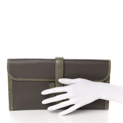 Hermes Swift Lizard Jige Elan Touch 29 Clutch Etain Ombre 2 of 8