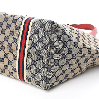 Gucci Monogram Large Jolicoeur Tote Navy Red 10 of 16