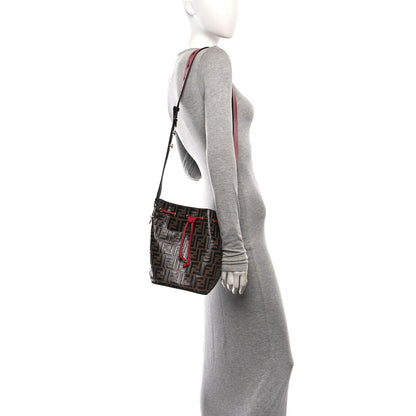 Fendi Vitello Grace F is Fendi Bi-Color FF 1974 Embossed Grande Mon Tresor Bucket Bag Maya Black Fragola 2 of 10