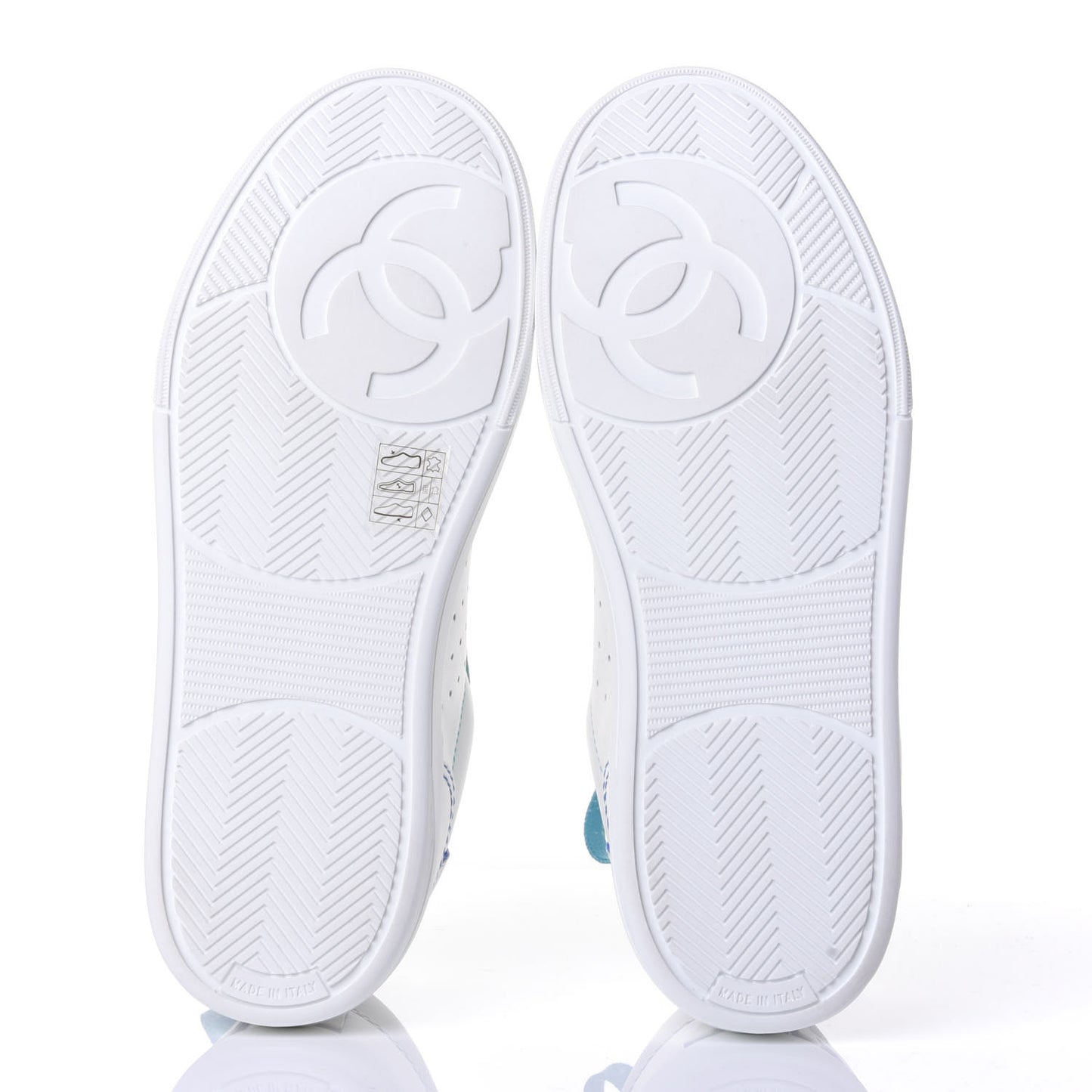 Calfskin Womens Logo Sneakers 37 White Blue