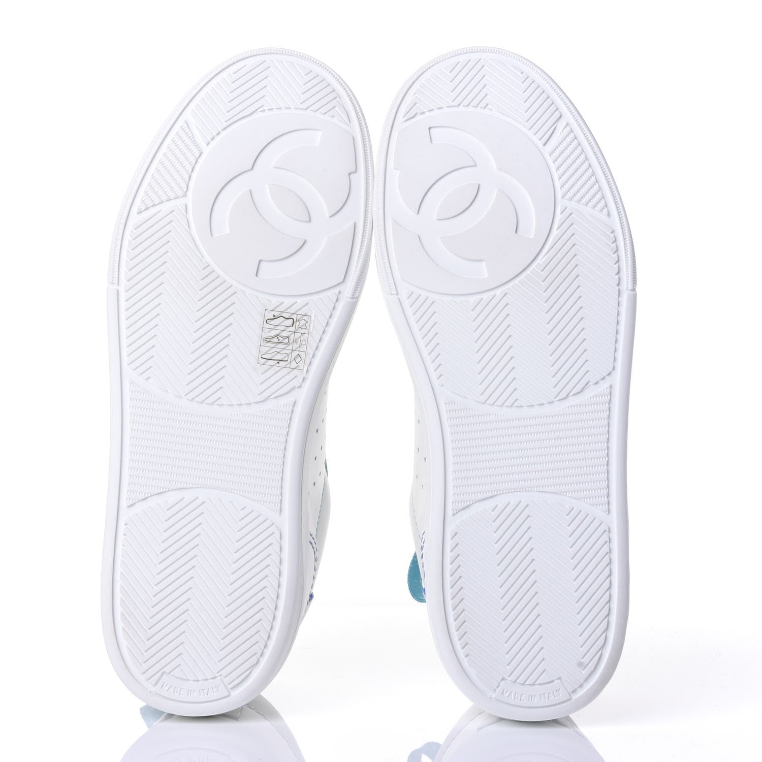 Chanel Calfskin Womens Logo Sneakers 37 White Blue 7 of 11