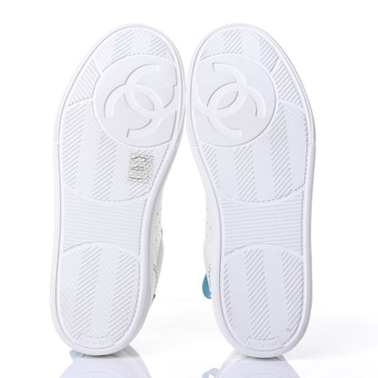 Chanel Calfskin Womens Logo Sneakers 37 White Blue 7 of 11