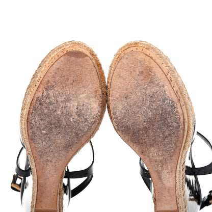 Gucci Patent Cork Hollie Wedge Sandals 36.5 Black 8 of 13