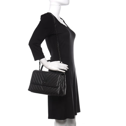 Chanel Caviar Chevron Quilted Small Coco Handle Flap So Black 2 of 11