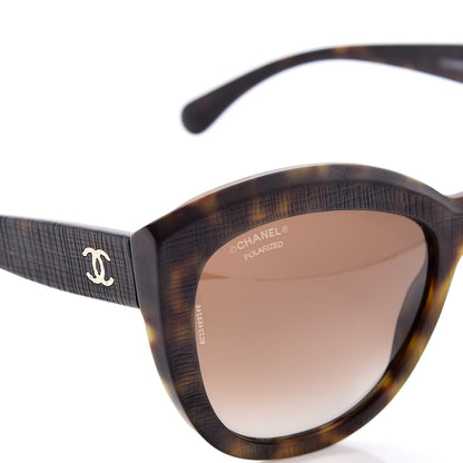 Chanel Tweed Effect CC Polarized Butterfly Signature Sunglasses 5332 Havana 7 of 8
