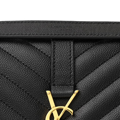 Saint Laurent Grain De Poudre Textured Mixed Matelasse Triquilt Medium Monogram Satchel Black 8 of 10