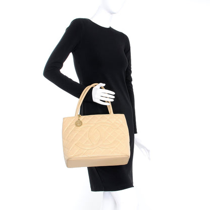 Chanel Caviar Quilted Medallion Tote Beige 2 of 15