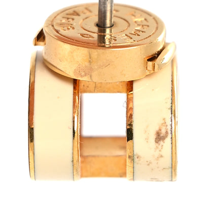 Hermes Gold Lacquered Mini Pop H Earrings White 5 of 5