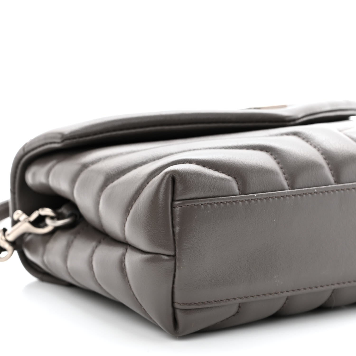 Saint Laurent Calfskin Y Quilted Monogram Toy Loulou Crossbody Bag Grey Kaki 8 of 10