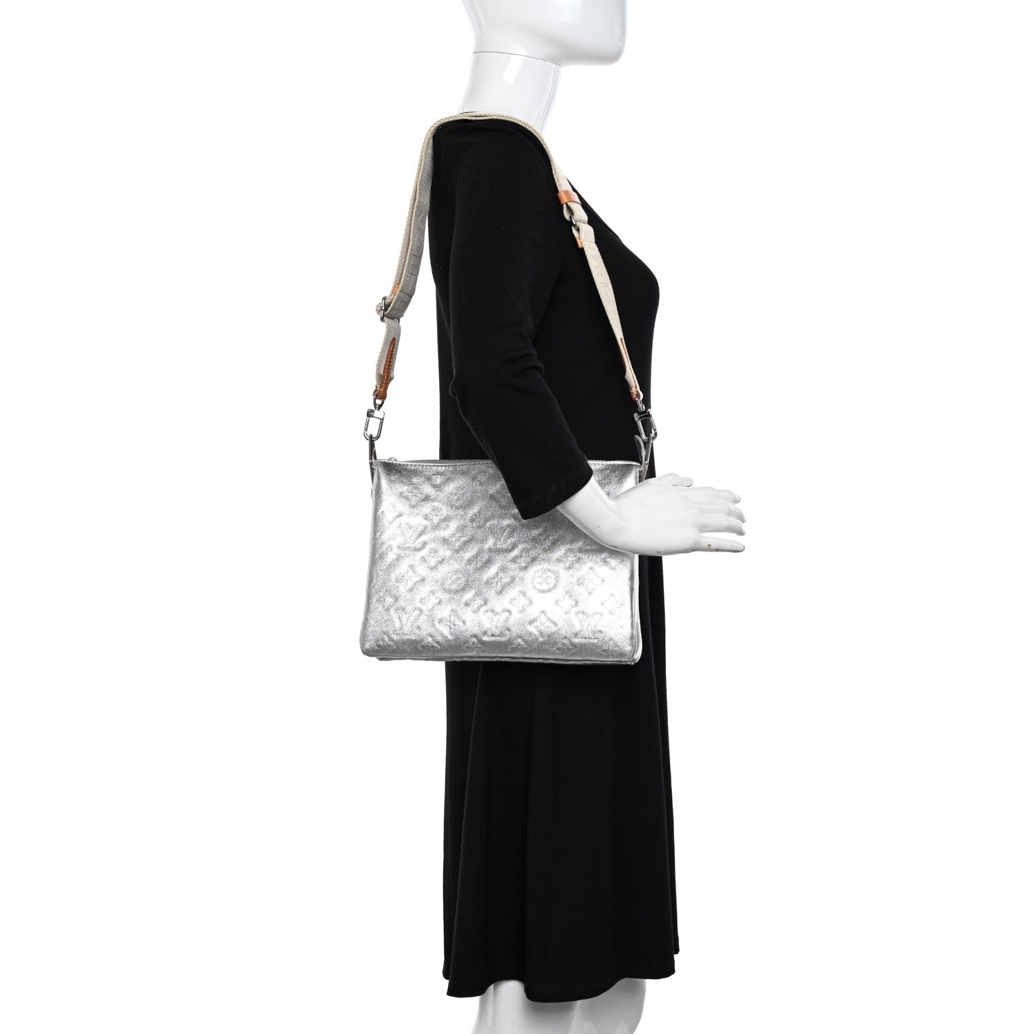 Louis Vuitton Metallic Lambskin Embossed Monogram Coussin BB Silver 2 of 10