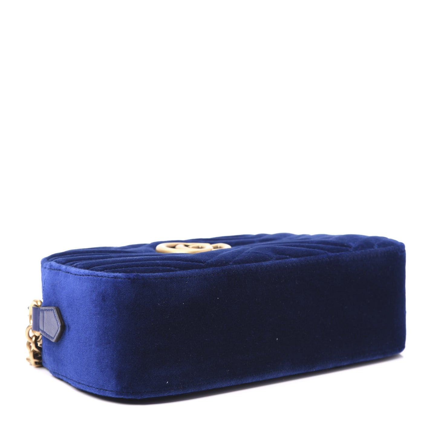 Velvet Matelasse Small GG Marmont Chain Shoulder Bag Cobalt