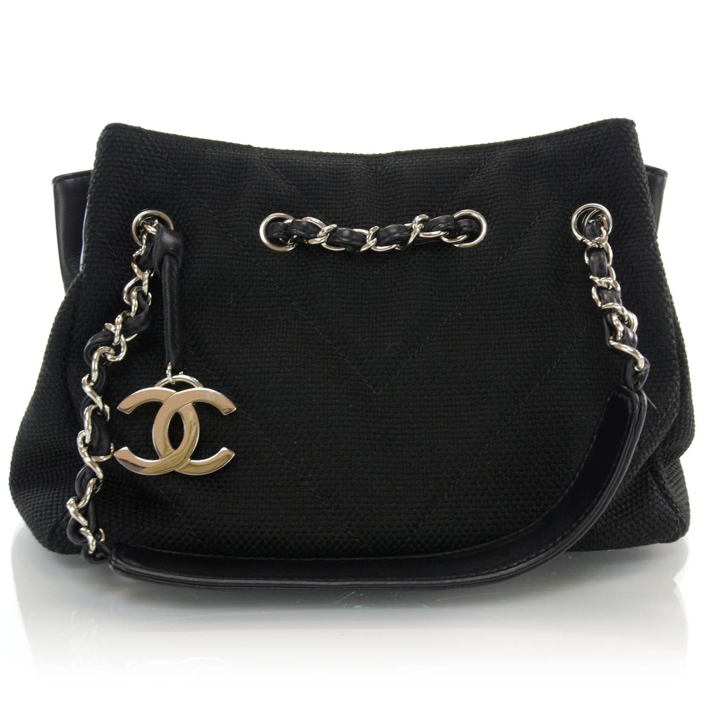 Canvas Chevron Large Tote Black