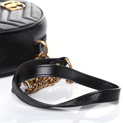 Gucci Azalea Calfskin Matelasse Heart Mini GG Marmont Round Shoulder Bag Black 13 of 13