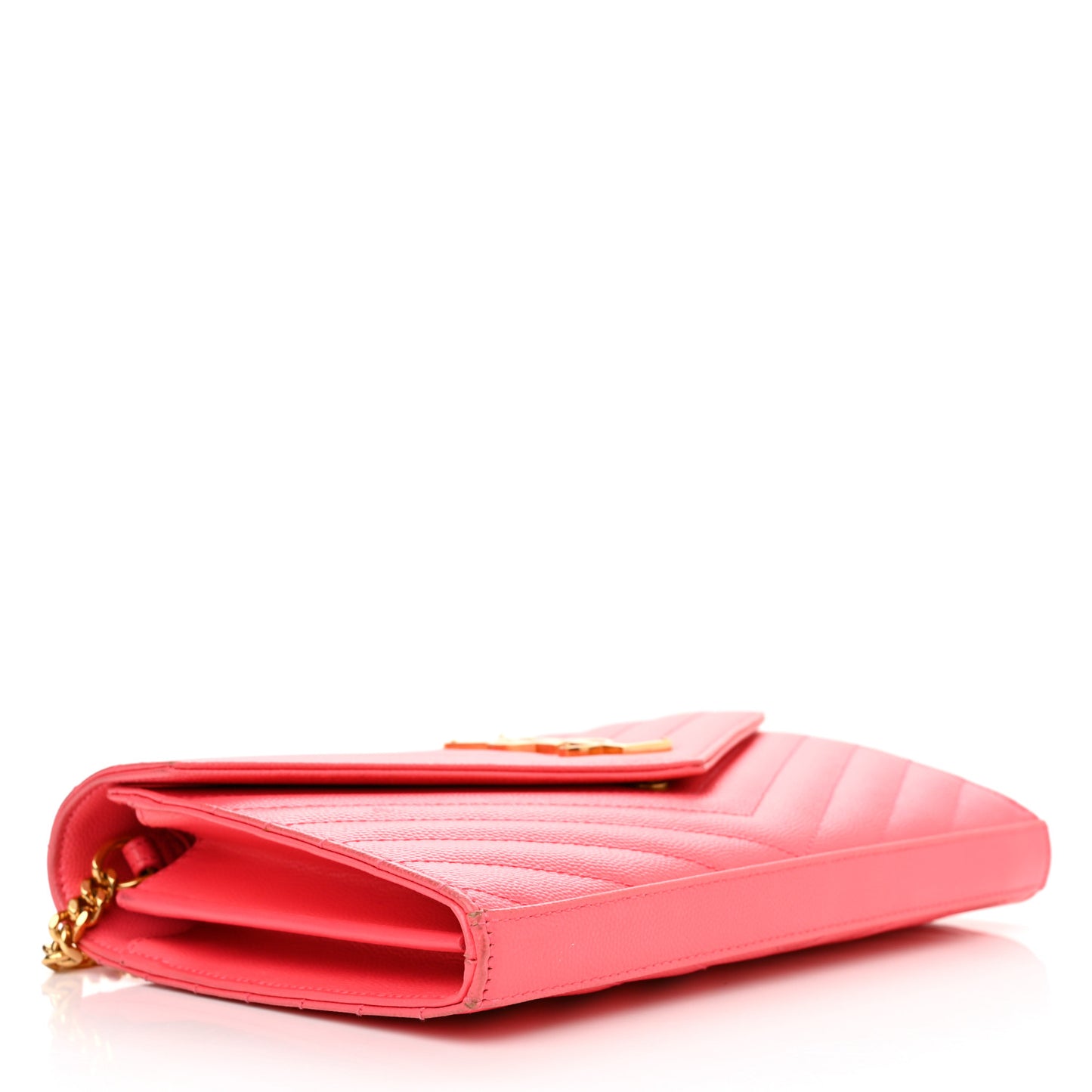 Grain De Poudre Matelasse Chevron Monogram Chain Wallet Rose Clair
