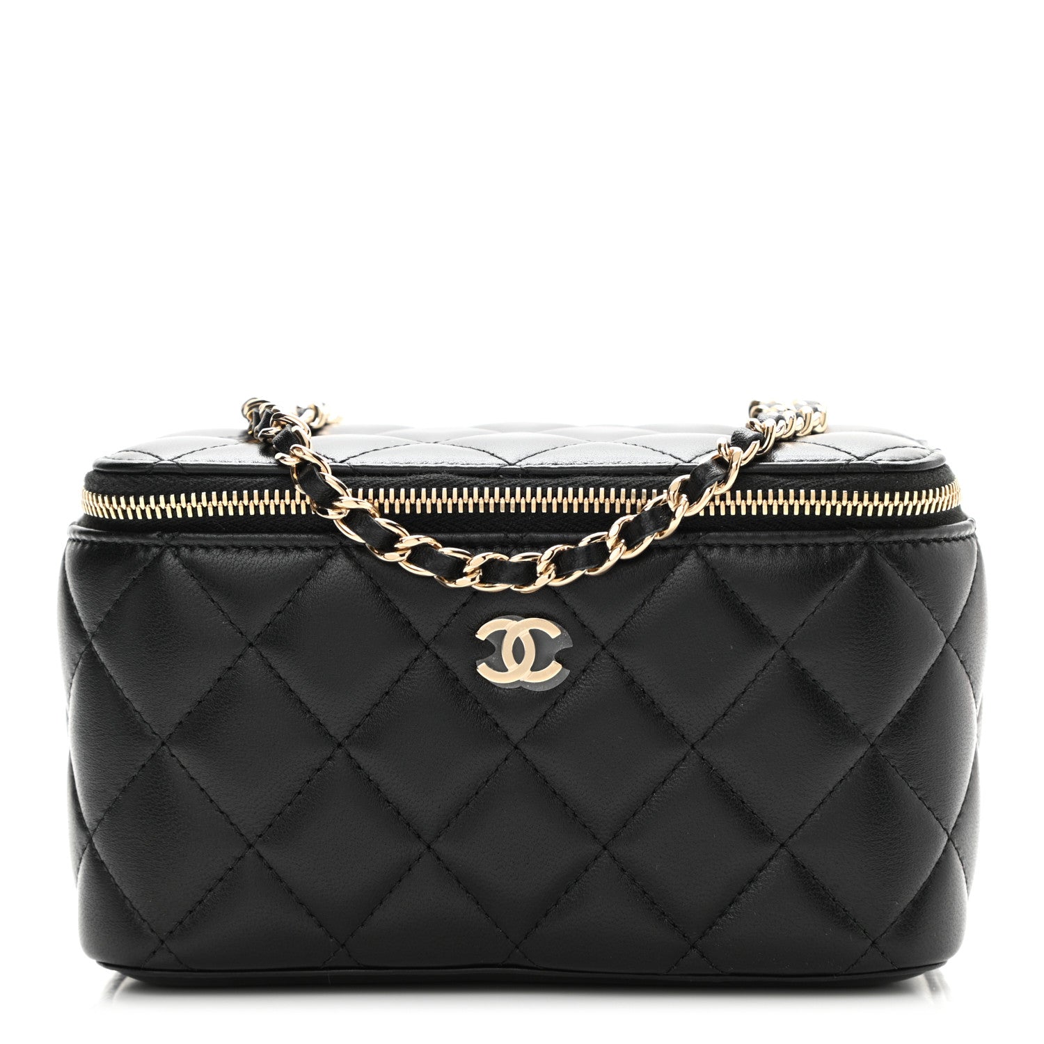 Chanel Lambskin Quilted Small Vanity Case With Chain Black 1 of 8