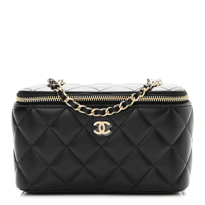 Chanel Lambskin Quilted Small Vanity Case With Chain Black 1 of 8