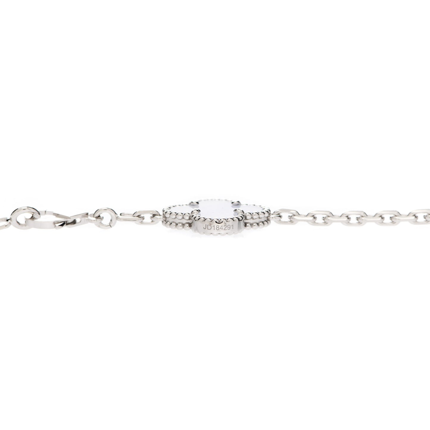 18K White Gold Chalcedony 10 Motifs Vintage Alhambra Necklace