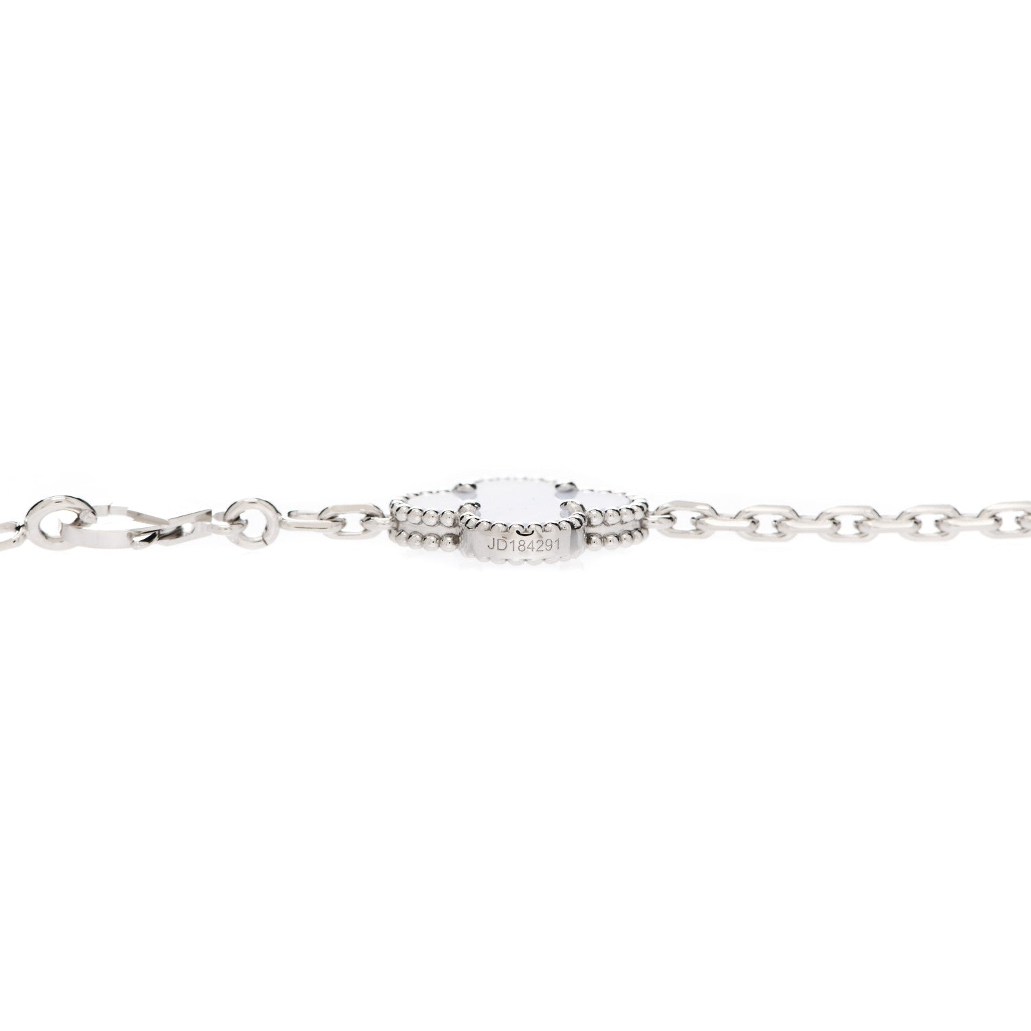 Van Cleef & Arpels 18K White Gold Chalcedony 10 Motifs Vintage Alhambra Necklace 6 of 7