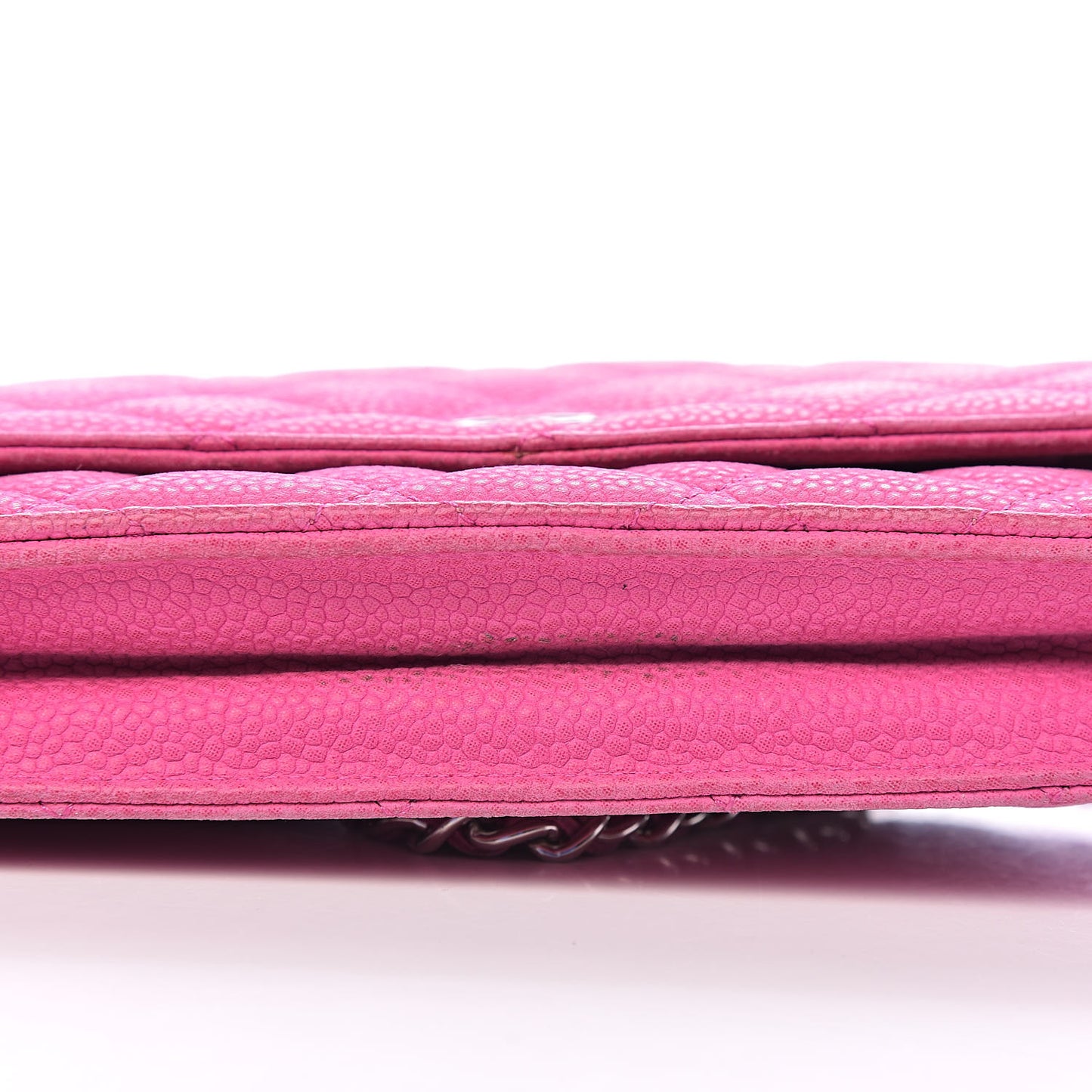 Iridescent Caviar Quilted Wallet on Chain WOC Pink