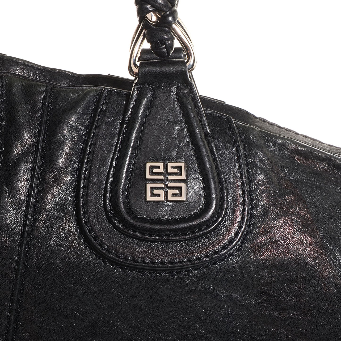 Wrinkled Lambskin Large Chain Wrap Nightingale Black