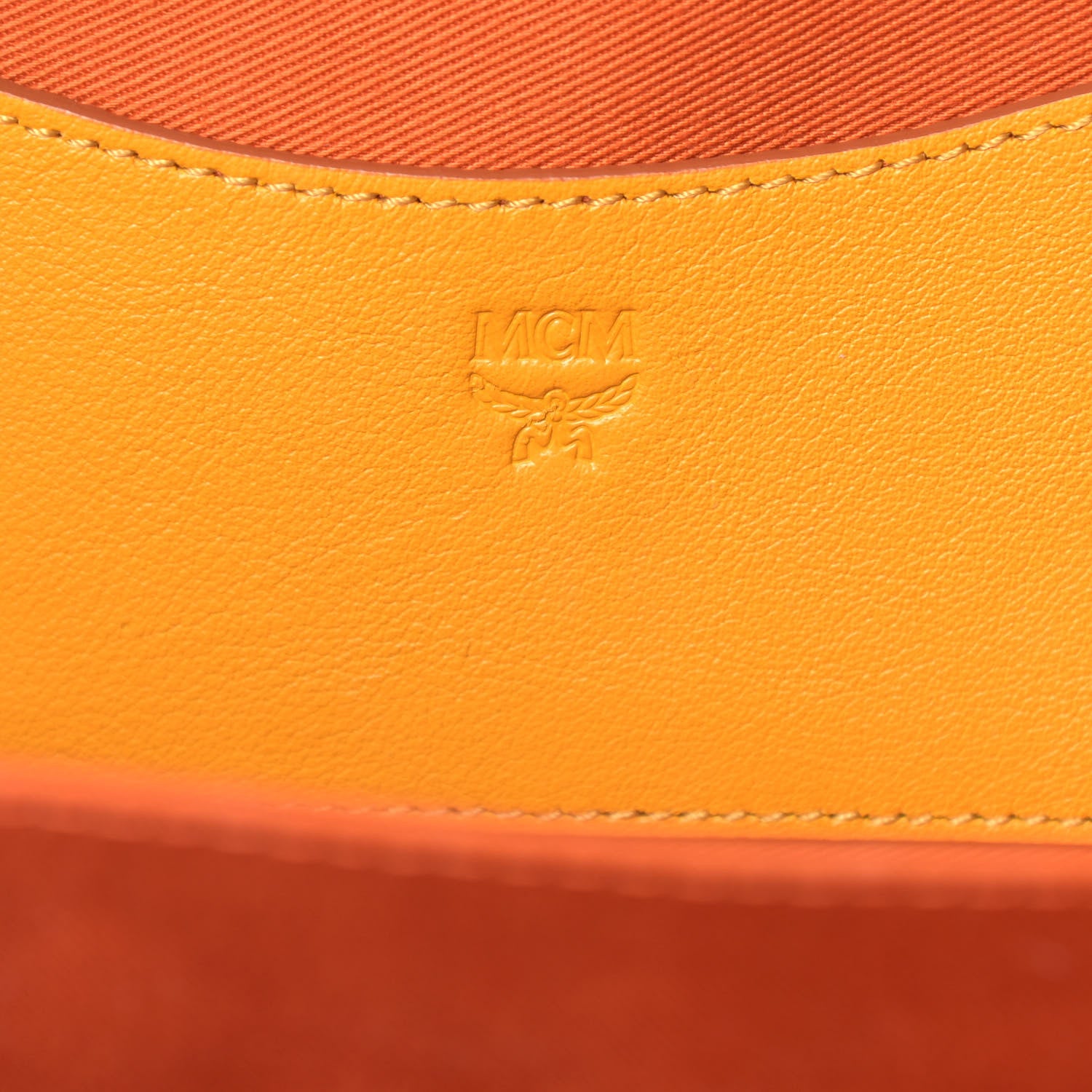 MCM Calfskin Ottomar Monogram Soft Berlin Crossbody Golden Mango 6 of 10