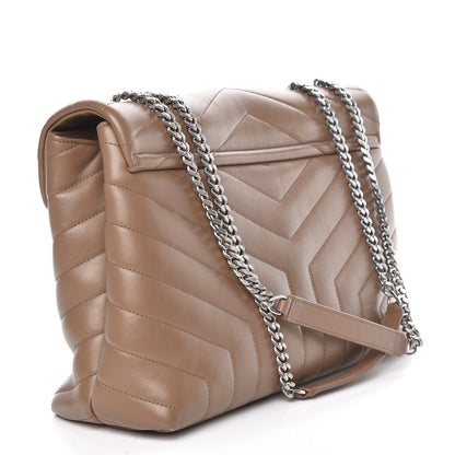 Saint Laurent Calfskin Y Quilted Medium Loulou Monogram Chain Satchel Light Brown 3 of 11