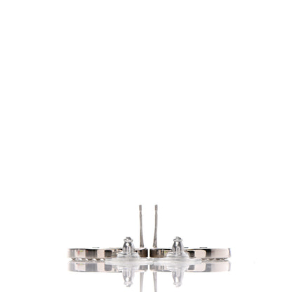 Chanel Crystal CC Round Earrings Silver 3 of 4