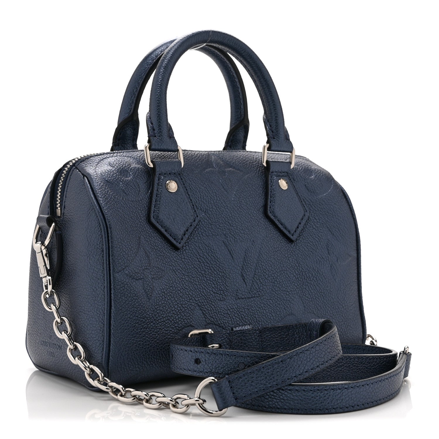 Louis Vuitton Metallic Empreinte Monogram Giant Speedy Bandouliere 20 Navy Nacre 3 of 9
