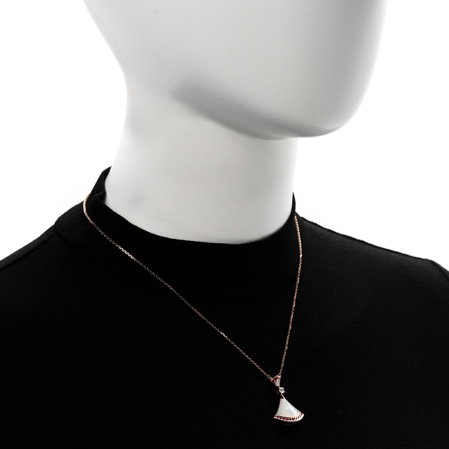 18K Rose Gold Diamond Ruby Mother of Pearl Large Divas' Dream Pendant Necklace