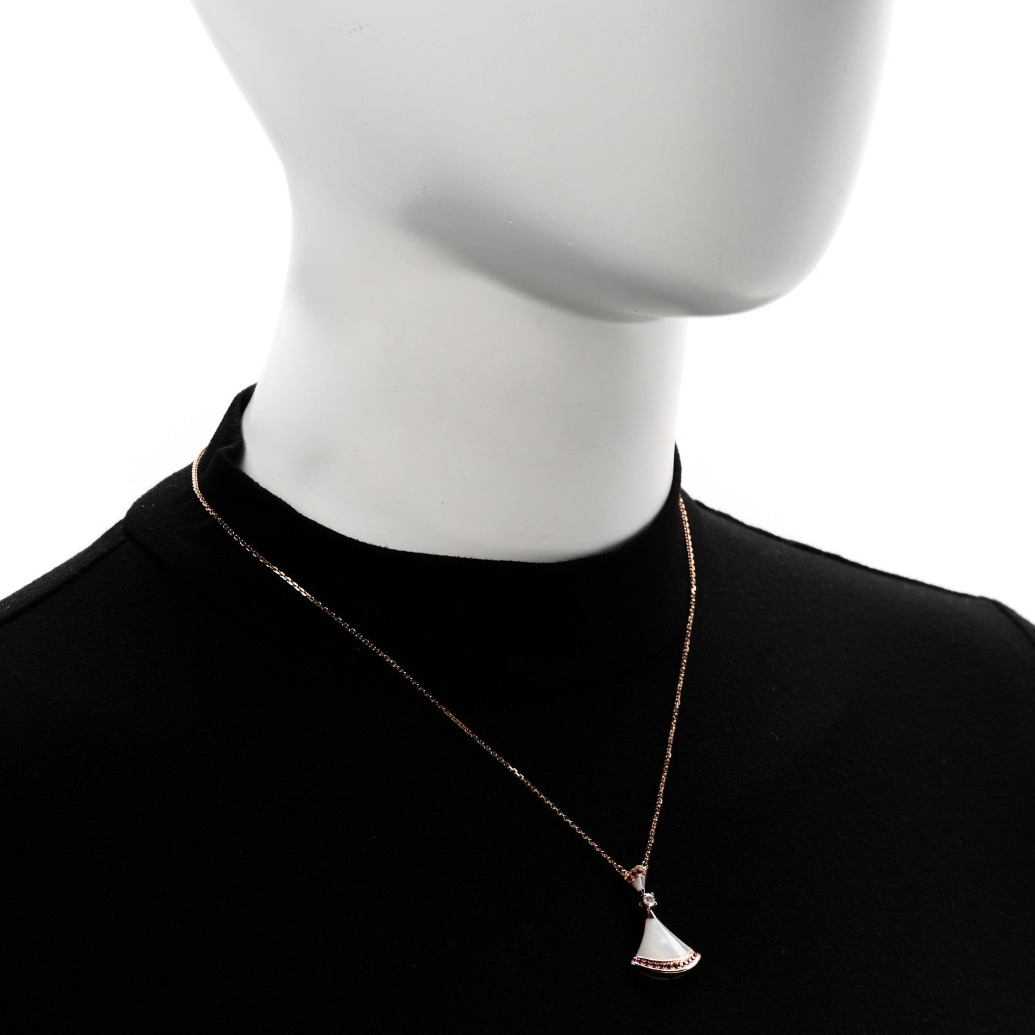 Bulgari 18K Rose Gold Diamond Ruby Mother of Pearl Large Divas' Dream Pendant Necklace 2 of 6