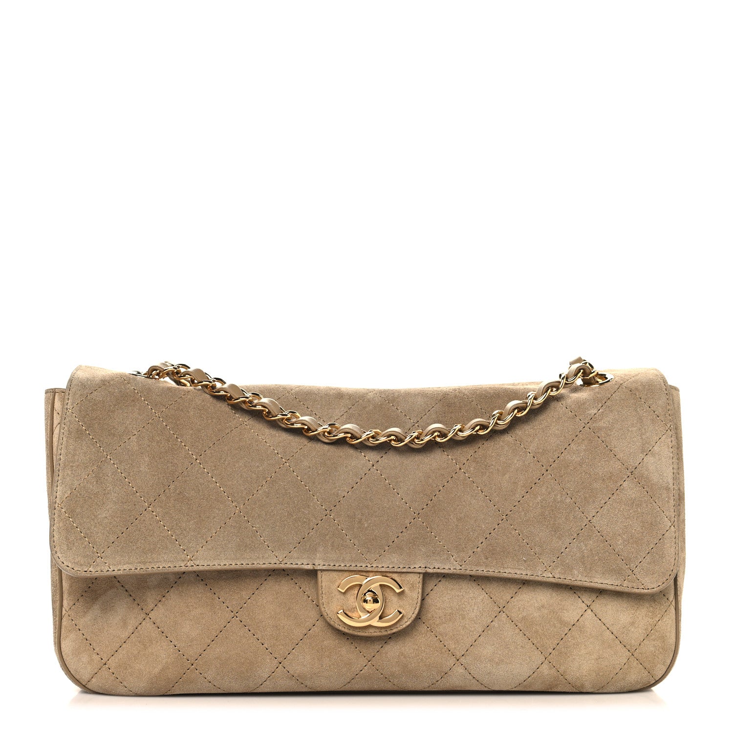 Chanel Suede Calfskin Small Souplissimo Maxi Flap Dark Beige 1 of 21