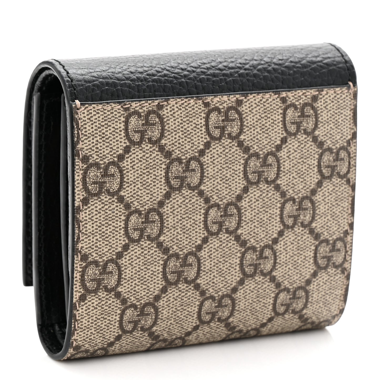 Dollar Calfskin GG Supreme Monogram Medium GG Marmont Wallet Black Beige Ebony