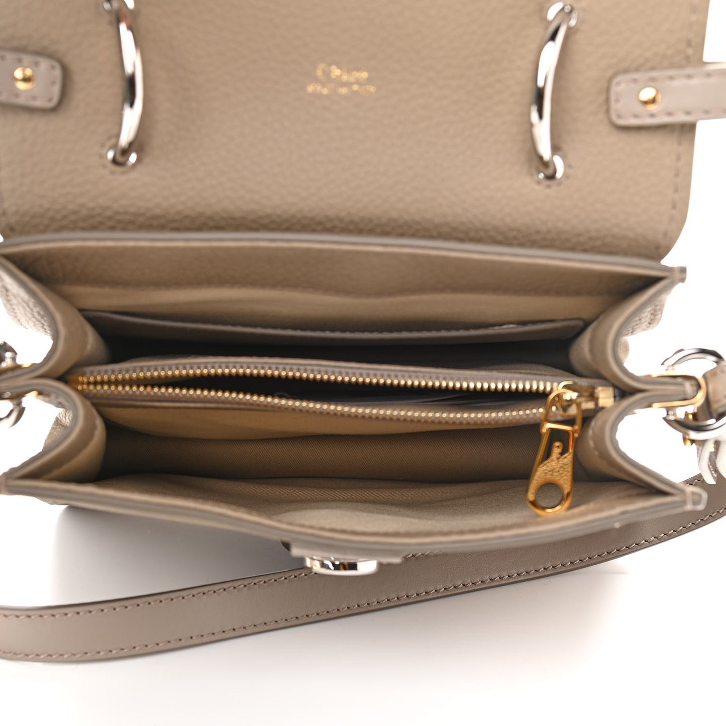 Shiny Grained Calfskin Small Aby Day Shoulder Bag Motty Grey