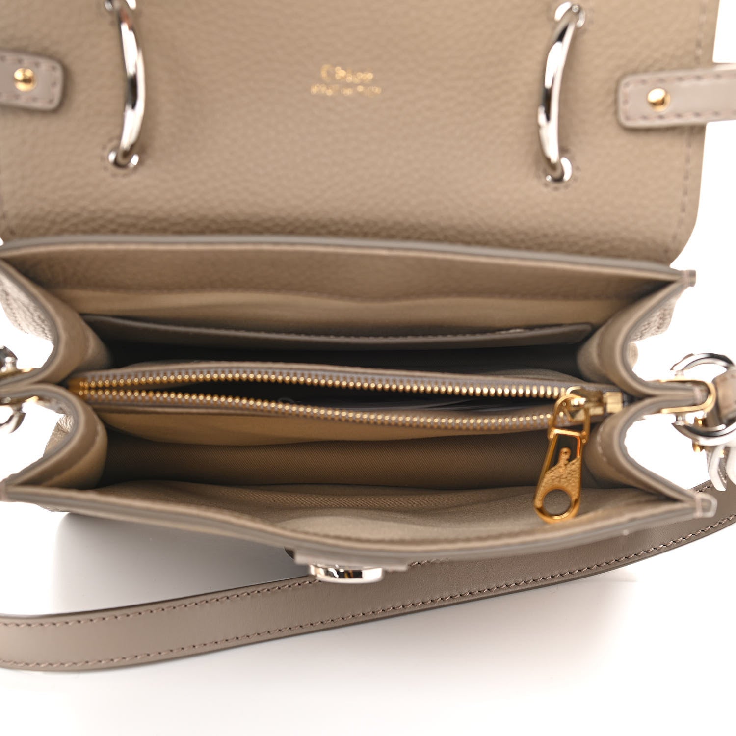 Chloe Shiny Grained Calfskin Small Aby Day Shoulder Bag Motty Grey 5 of 9