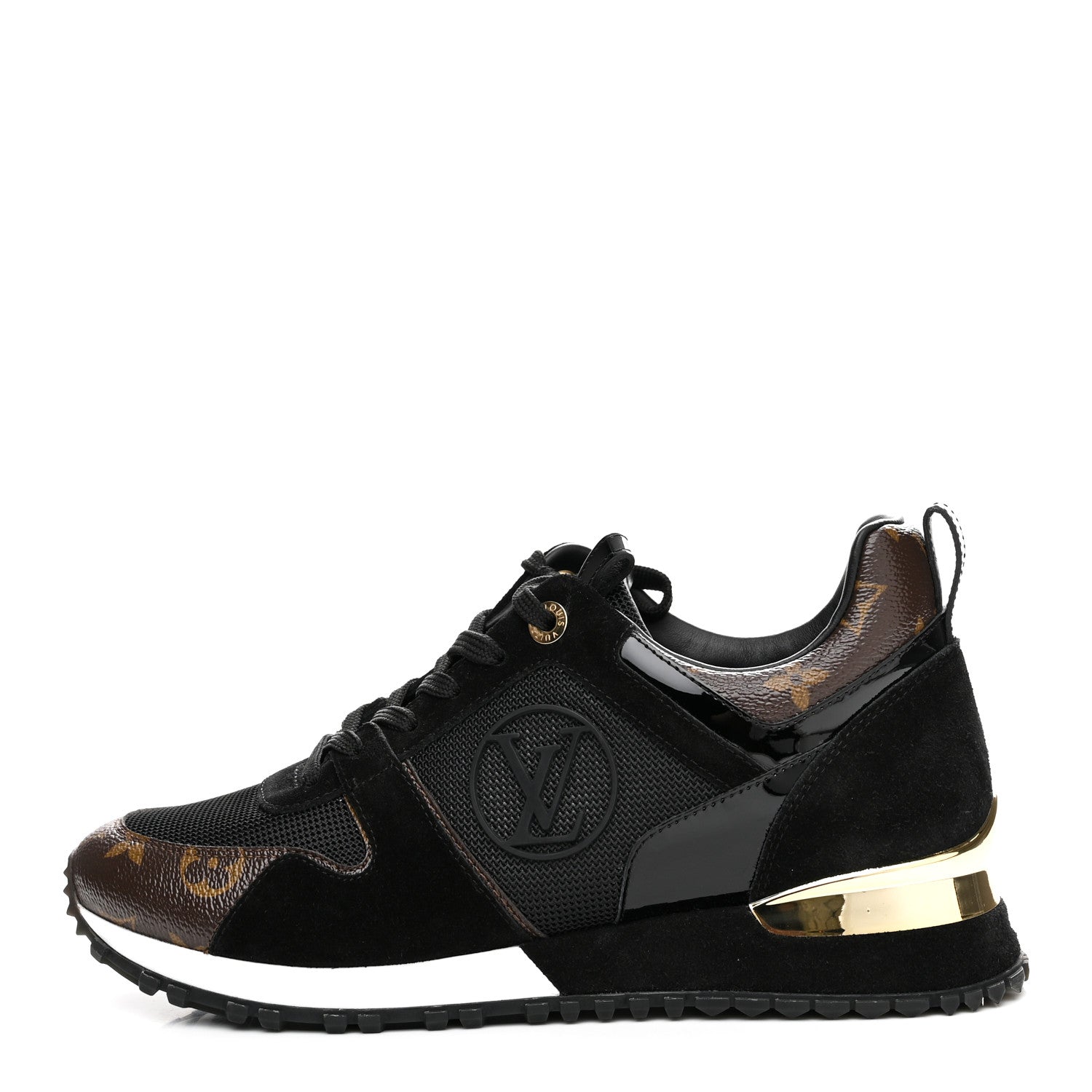Louis Vuitton Suede Monogram Run Away Sneakers 39 Black 1 of 10