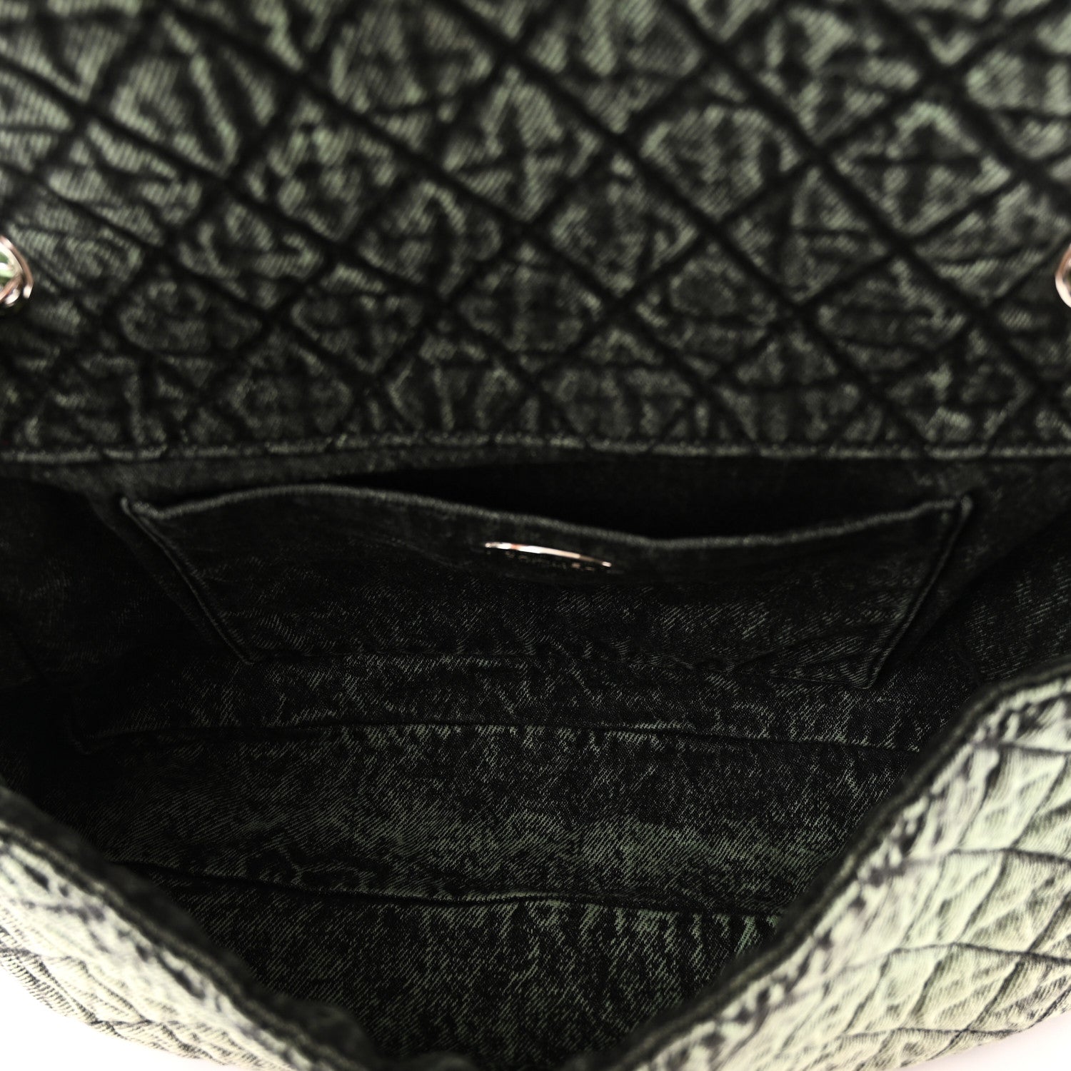 Chanel Denim Quilted Denimpression Flap Green Black 5 of 10