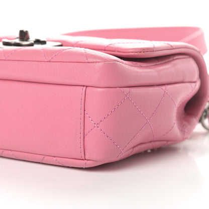 Chanel Shiny Goatskin Quilted Small Double Carry Waist Chain Flap Pink 10 of 11