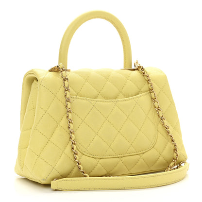 Chanel Caviar Quilted Mini Coco Handle Flap Yellow 2 of 10