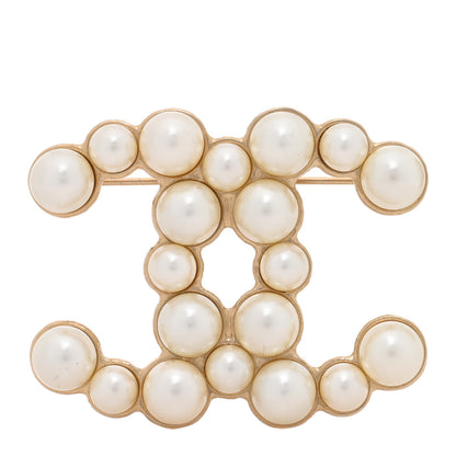 Chanel Pearl CC Brooch Gold Pearly White 1 of 6