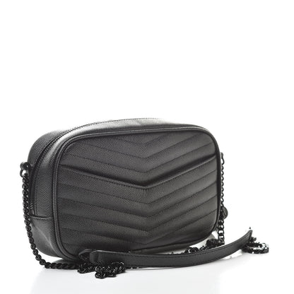 Saint Laurent Grain De Poudre Matelasse Monogram Mini Lou Camera Bag Black 3 of 11